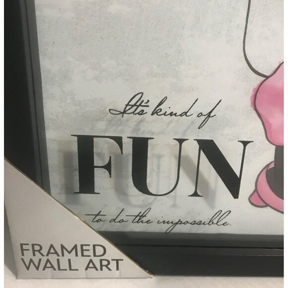 Disney Minnie Mouse Framed Wall Art It's kind of Fun Pink Black Frame 10 x 10" - Picture 2 of 5